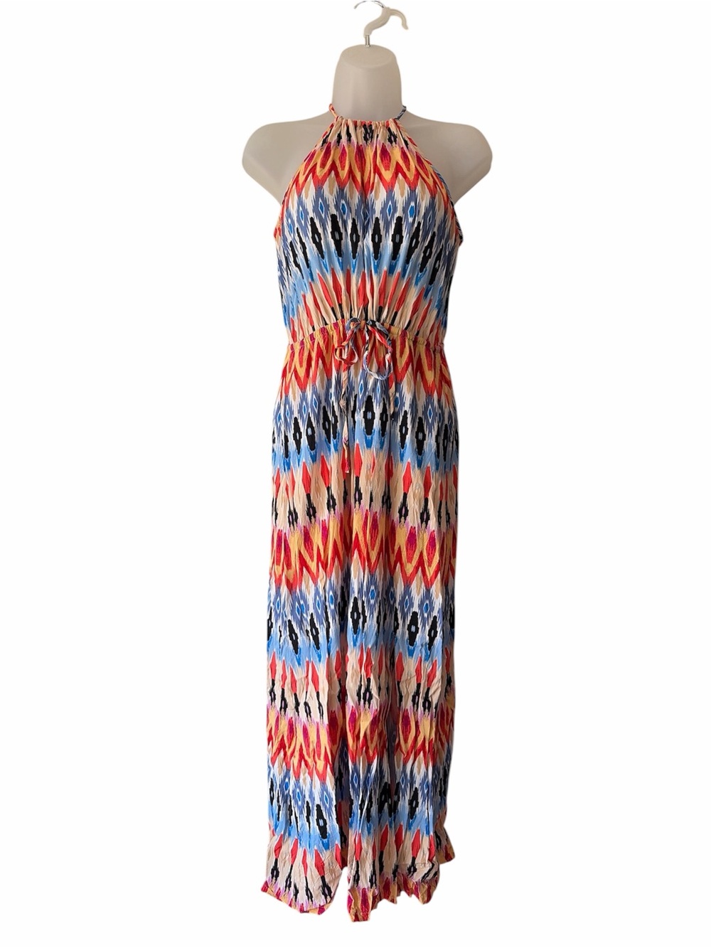Athleta Multicolor Halter Maxi Dress with Ikat Print